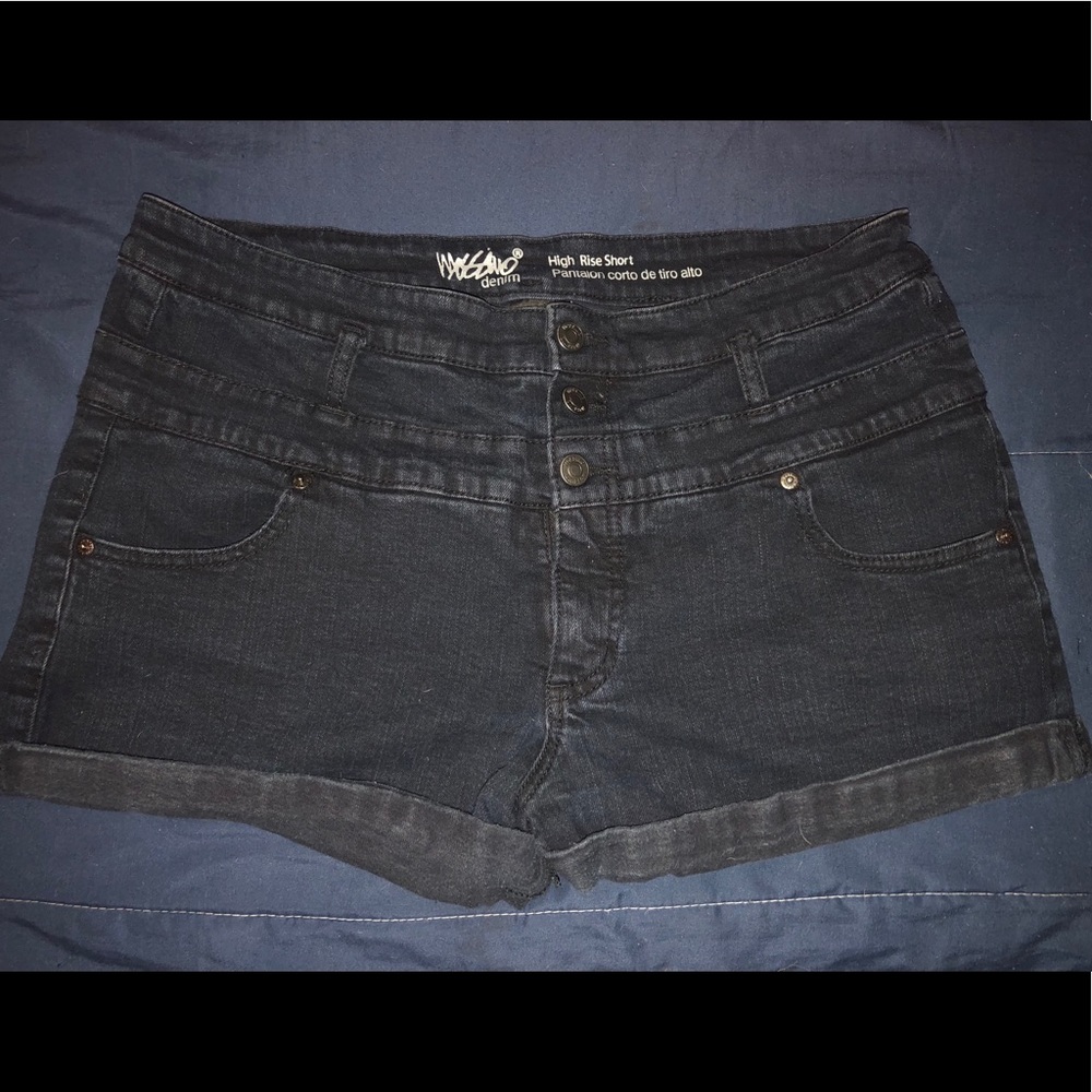 Plus size High waisted dark wash shorts